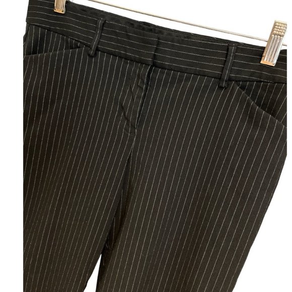 EXPRESS DESIGN STUDIO Editor Flare Pants Size 4R Pinstripe Black - Picture 6 of 10